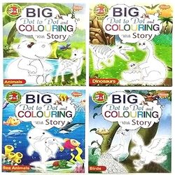 Sawan Big Dot to Dot and Colouring with Story Books - DINOSAURS